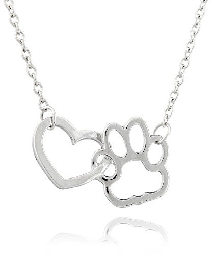 SELIA® Elegante Trend Damen Halskette in vielen Ausführungen - Hautverträglich Ohne Abfärben - Größenverstellbare Kette Schmuck für Frauen - Hochwertige Choker (Herz Pfote Silber)