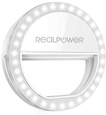 RealPower Eva Selfie Light, 36 LED Ringleuchte, Selfie Licht für Handys, Helligkeit in 3 Stufen einstellbar. Kompatibel mit iPhone, Samsung Galaxy, Huawei und vielen weiteren Smartphones