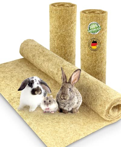 Nagerteppich aus 100% Hanf, 40 x 25cm, 5mm dick, Hanfteppich für alle Arten Kleintiere, Hanfmatte Nagermatte Nager-Teppich Bodenabdeckung (10 Stück)