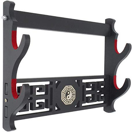 SHULI 2 Couche Support d'épée Support Mural Velours Katana rembourré Stand Samurai Support d'épée présentoir Katana-A