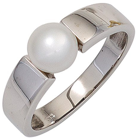 Jobo Damen-Ring aus 8 Karat 333 Weißgold mit Perle Größe 54