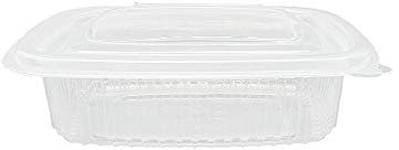 TELEVASO - 50 uds - Envase/recipiente para comida con tapa bisagra oval - Capacidad 375 ml - Polipropileno (PP) traslúcido - Contenedores desechables con tapa, apto para microondas