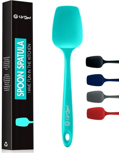 UpGood Silicone Spoon Spatula - 600ºF Heat-Resistant Non-Stick Rubber Spoonula | Use as Silicone Kitchen Scraper Utensil - Baking and Cooking Strong Stainless Steel Core | Kitchen Utensils, (Teal)