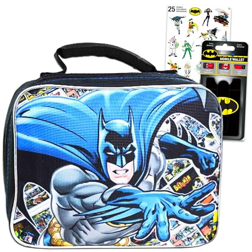 Batman Lunchbox-Reiseaktivitätsset – Isolierte Batman-Lunch-Tasche mit Batman-Malpackung, Spiele, Aufkleber und Patches für Jungen und Mädchen (Batman-Schulbedarf)