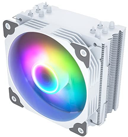 Vetroo V5 White CPU Cooler, 5 Direct Contact Heat Pipes, 120mm PWM Addressable RGB Lighting, LGA 1700/1200/115X AMD AM4 Support (White)