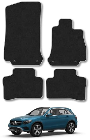 Mercedes GLC (2016-2023) Carpet Car Mats | Grey Edge Trim Tailored Fit Floor Mats Full Coverage Protection Accessories Easy Clean Anti Slip Made in the UK