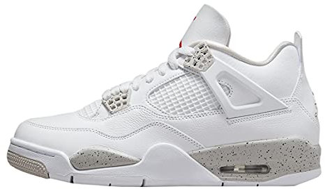 Nike Herren Air Jordan 4 Retro White Oreo, White/Tech Grey/Black/Fire Red, 9.5