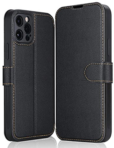ELESNOW Funda iPhone 13 Pro, Premium Cuero Billetera Tapa Flip Protectora Carcasa Magnético para Apple iPhone 13 Pro (Negro)