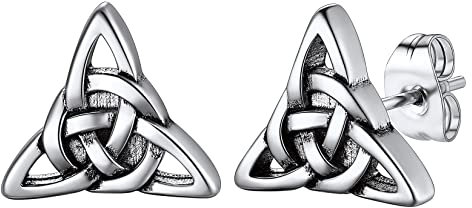 U7 Edelstahl Ohrstecker für Herren Damen Ohrringe Punk Triquetra Ohrstecker Ohrring Herren Piercing Ohr Dreiheitsknoten Ohrstecker für Männer Keltisch Knoten Ohrringe Modeschmuck für Weihnachten