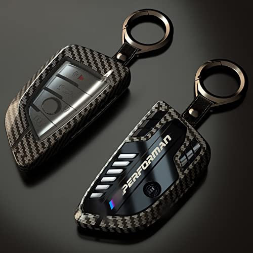 AvryLuky Funda de aleación para llaves de coche para BMW 1 3 5 7 Series 525li 530 F48 X1 X2 X3 X4 X5 X6 Classic Engine Head Concept (A Style Carbon Fiber)