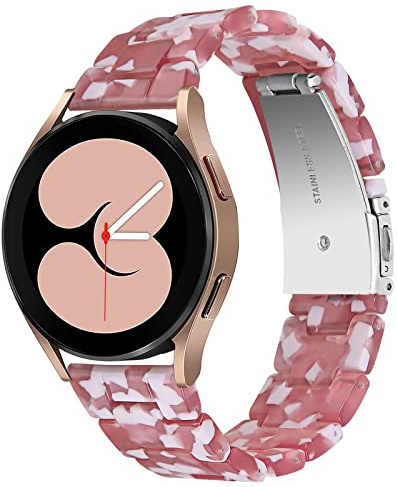 Miimall Correa de Resina Compatible con Samsung Galaxy Watch FE/5/5pro/4/4 Classic/3/Active 2, 20mm Ligera Pulsera con Hebilla de Metal, Correa de Repuesto para Samsung Galaxy Watch, Flor Roja