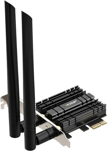 EDUP PCIE WiFi 6 Network Card AX1800Mbps Bluetooth 5.2 Heat Sink 802.11AX 2.4Ghz/5Ghz Wireless PCIe Network Wi-Fi 6 Card PCI Express WiFi Adapters 6dBi Dual Band Antenna for Windows 10/11 64-bit