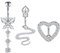 Mayhoop Piercing Nombril Acier Chirurgical Coeur Serpent Papillon CZ Inversé Piercing Nombril Naval Piercing Nombril pour Femmes 16G 10mm Argent 3Pièces