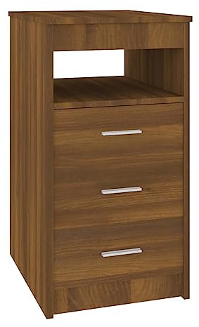 vidaXL Engineered Wood Drawer Cabinet - Compact 3-Drawer Storage Unit with Upper Shelf, Brown Oak Finish for Living Room and Office