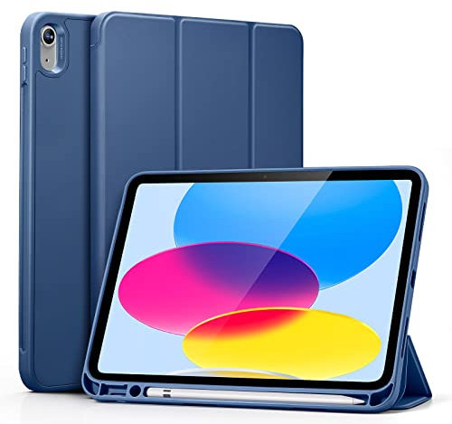 ESR for iPad (A16) 11th Generation Case 2025, 10th Generation Case 2022, iPad 10.9 inch Cover, Built-in Pencil Holder, Flexible Back Cover, Trifold Stand, Auto Sleep/Wake, Rebound Series, Blue