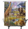 Ulticool Duschvorhang – Safari Tier Giraffen Elefant - 180 x 200 cm - Waschbar - Anti Schimmel - mit 12 Ringen - Grün Braun