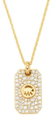 Michael Kors Dog Tag Damenkette 925er Silber, Zirkonia, IP Gold