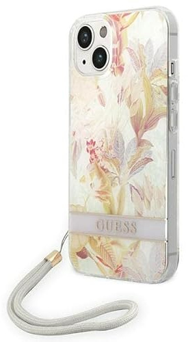 Guess GUOHCP14MHFLSU Hülle für iPhone 14 Plus 6,7 violett/Purple hardcase Flower Strap