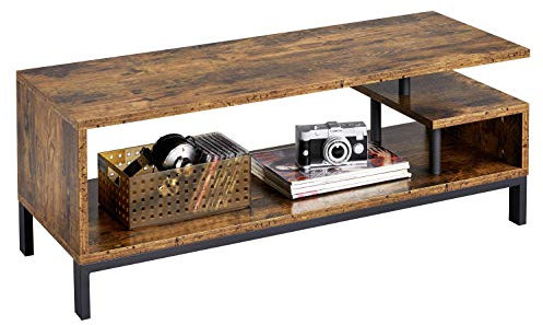 Abician Table Basse Salon 3 Niveaux Table Télé avec étagère de Rangement Ouverte pour Salon Chambre Salle à Manger 106 x 39,5 x 40 cm Brun Rustique