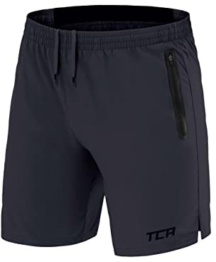 TCA Elite Tech Lightweight Football Shorts for Boys with Zip Pockets - Kids PE Shorts - Ideal for Running, Active Sports, Training and Outdoor Activity - Smoke Grey, 8 Years