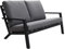 4 jahreszeiten gartenmobel 2-Sitzer Lounge-Sofa | Bezano | Mattschwarz/Grau | Aluminium