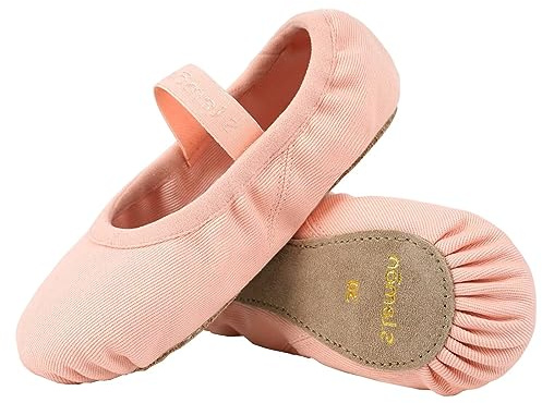 s.lemon Ballet Shoe,Girls Elastic Ballet Slippers Stretch Canvas Dance Shoes for Kids Adult Full Sole 8002 Pink 36