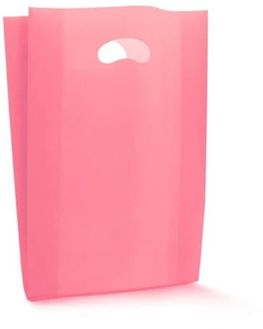 Shopper in plastica ROSA, 25x50cm, 100 buste, soffietto 10cm uso non alimentare