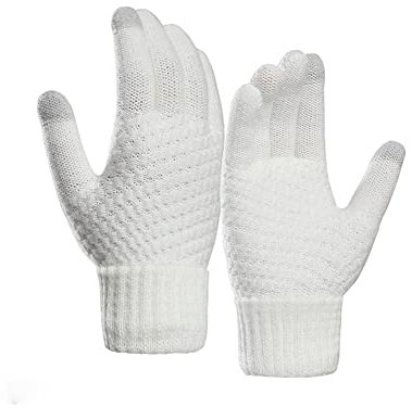Narunii Touchscreen Handschuhe Strick Fingerhandschuhe Winter Strickhandschuhe Warme Handschuhe,Geeinget für Skifahren Radfahren und SMS,für Damen und Herren (Weiss)