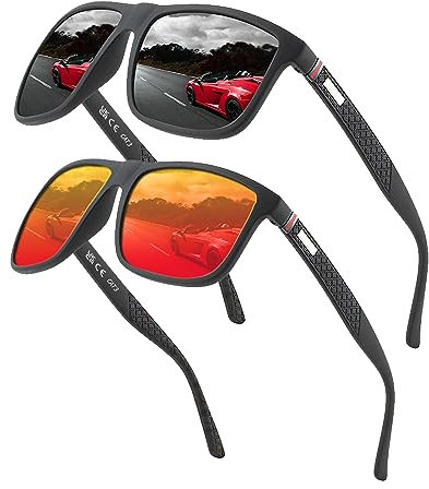 Perfectmiaoxuan Occhiali da Sole Polarizzati Uomo Donna, Montatura Classica, Lenti Pilota HD, Golf Guida Pesca, UV400, Unisex Adulti, Classico, Bordo Completo