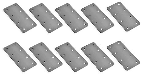 10 Pack of Standard Railway Sleeper Straight Flat Brackets in Bare Steel - Timber Joining Plates for Planters, Raised Beds, Retaining Walls, Driveway Edging - British Steel