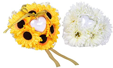 ABOOFAN Eheringkissen Sonnenblumenform für Hochzeit, Polyester Gelb