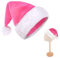 Plüsche Weihnachtsmütze für Erwachsene,Rosa Santa Mütze mit Plüsch Rand Bequemes Dicker Klassischer nikolaus mütze aus Samt Weihnachtsmann-Kostümzubehör für festliche Partys im neuen Jahr Weihnachten