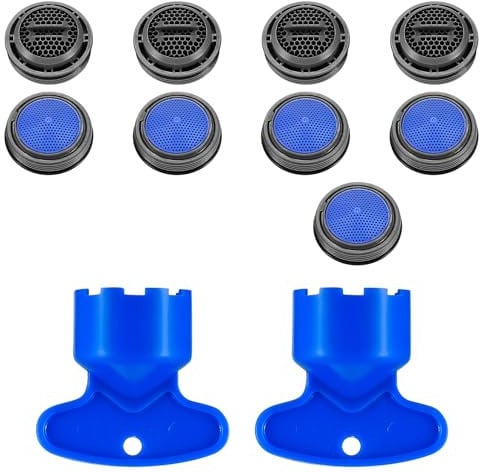 M24 Tap Aerator, 8pcs Tap Faucet Aerator, Water Saver Faucet Aerator Tap Filter Nozzle Replacement Parts, Kitchen Bathroom Faucet Filter for Tap, with Faucet Aerator Wrench Key, 24mm Male Thread