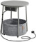 VASAGLE Side Table with Charging Station, Round End Table with Power Outlets, USB Ports, Fabric Basket, Living Room, Bedroom, Bedside Table, Modern, Dove Grey and Slate Grey LET228G03