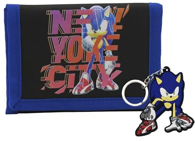CyP Brands- Sonic- Set regalo portafoglio e portachiavi in scatola, portafoglio, portamonete, portachiavi, multicolore, prodotto ufficiale