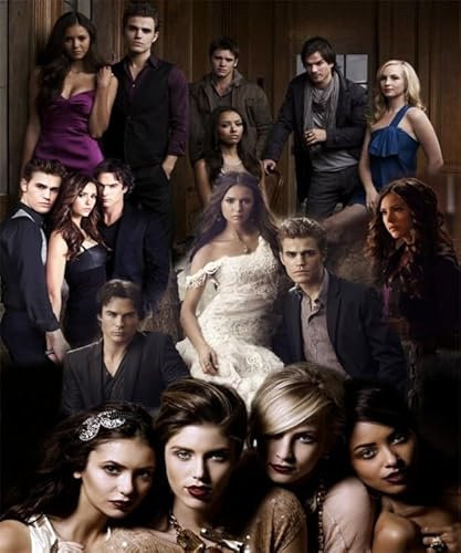 GerRit DIY 5d Diamond Malerei Kits für Erwachsene Kinder,Vampire Diaries art, Vollrunde Diamond Stickkits Cross -Stitch Kristall Strassbilder Kunsthandwerk Home Wall Decoration-40x50cm