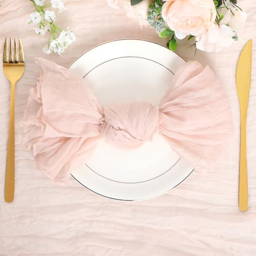 Nydotd Seihtuch-Servietten, 50,8 x 50,8 cm, Boho-Servietten, zerknittert, rustikal, Leinen, Tischdekoration, Stoffservietten für Hochzeit, Party, Babyparty, Familie, Alltag, Ostern, Altrosa, 6 Stück