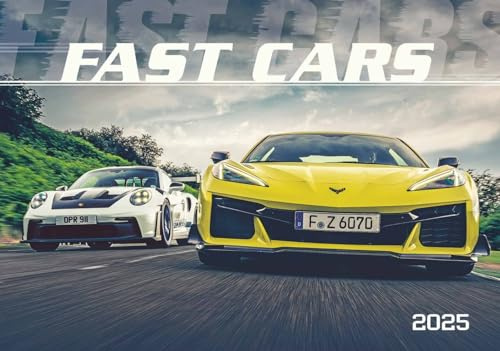 Fast Cars - Kalender 2025 - Alpha Edition-Verlag - Fotokalender mit schnellen Autos - 48,5 cm x 34 cm