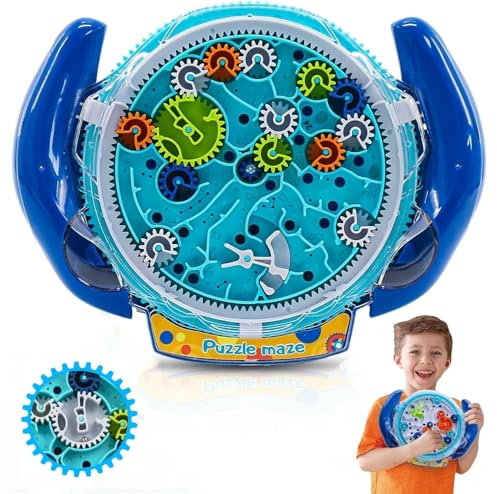 Yuandream Labyrinth Puzzle Spiele für Kinder, 3D Maze Labyrinth mit Zwei Stahlkugel, Labyrinthbrett Schwerkraft Erzieherisches Spielzeug Geschenke für Jungen und Mädchenim Alter von 4-8 Jahren (Blau)
