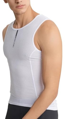 ARESFUEL Gilet da Ciclismo Estivo Uomo Cool Mesh Base Layer Senza Maniche Leggero e Traspirante Maglia da Ciclismo Gilet da Bicicletta 4033 Bianco XL