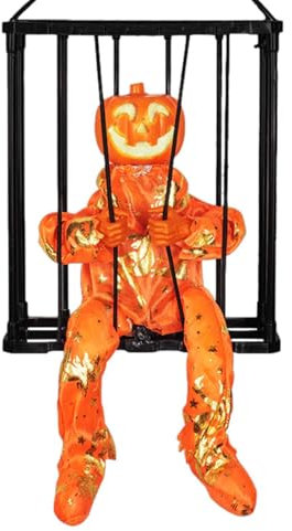 Prigioniero in gabbia – Scheletro animato con sensore di movimento, decorazione di Halloween per interni ed esterni | Statua urlante di spaventosi, accessorio per la decorazione della casa