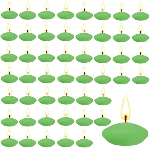 YushengTai 50 Stück Grün Schwimmkerzen, 3.5 cm Geschmacklos Schwimmkerzen Schaffen Sie Eine Atmosphäre, Wasserkerzen Für Hochzeiten, Pools, Spas, Badewannen, Valentinstagsessen(Grün)