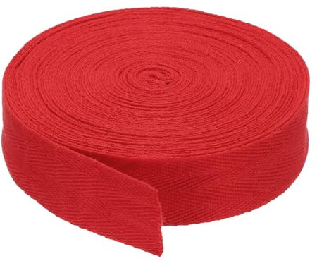 PATIKIL 1/2,5 cm Baumwollköperband Baumwoll-Twillband 10 Yards Baumwollband Schrägband Herringbone-Gurtband für Nähen Geschenkverpackung Basteln DIY Rot