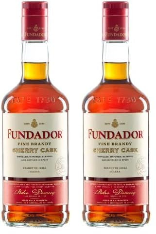 Fundador Fine Solera Sherry Casks Spanish Brandy, 1L (Pack of 2)