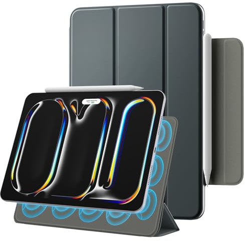 TiMOVO Custodia Magnetica per iPad PRO 11 Pollici (M4) 2024, Smart Folio Sottile, Cover con Supporto Pieghevole, Case per iPad PRO 11 Pollici, Auto Sveglia/Sonno, Grigio Siderale