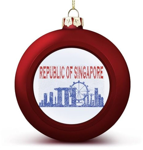 Republik Singapur Landschaft Weihnachtskugeln Ornamente Weihnachten Republik Singapur Skyline hängende Kugel dekorativ für Weihnachtsbäume, Feiertagsparty, Neujahrsgeschenk
