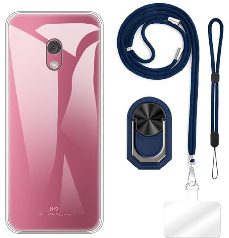 TPU Phone Case Combo with Wrist Strap, Lanyard, Ring Holder Compatible with Nokia 225 4G 2024, Shockproof Slim Cover, Hands-Free, Adjustable, Durable