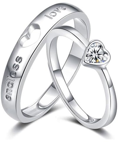 COYUN Anello di coppia One Heart, anello di diamanti a forma di cuore scavato per uomo e donna, Anello per Coppia a Forma di Cuore Anelli di Coppia in Acciaio Inossidabile