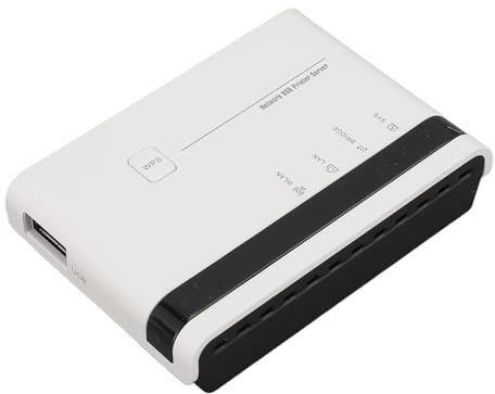 Plyisty Drahtloser USB 2.0-Netzwerkdruckserver, 10/100 Mbit/s Ethernet LAN USB-Druckerserver-Adapter, für 7 8 10 11 XP, für OS X (EU-Stecker 100–240 V)