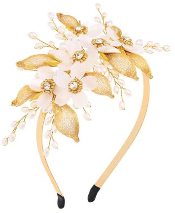 IYOU Mariage Mariée Serre Tête Or Fleur Mariées Bandeau Fleuri Fil Cuivre Coiffure Promesse Demoiselle D'Honneur Accessoire Capillaire pour Femmes
